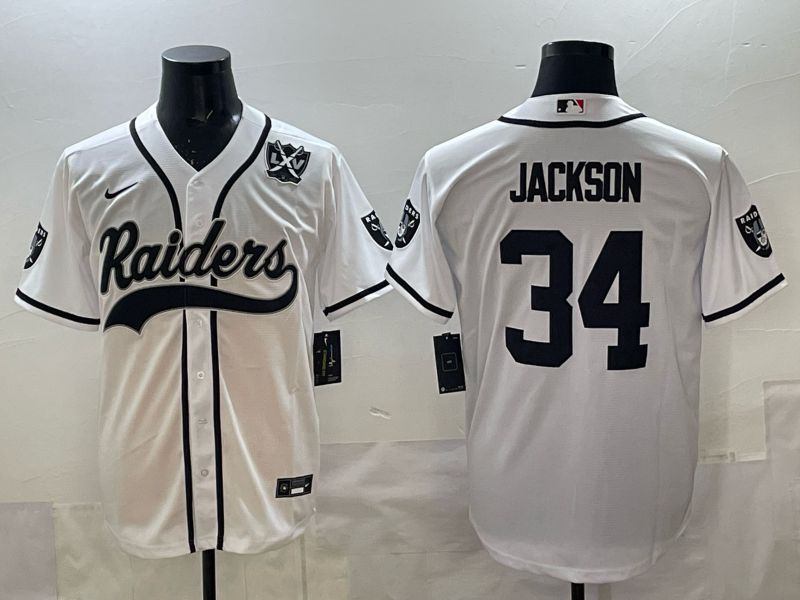 Men 2025 Oakland Raiders #34 Jackson white 3th generation Joint Name Nike Limited NFL Jersey style 06